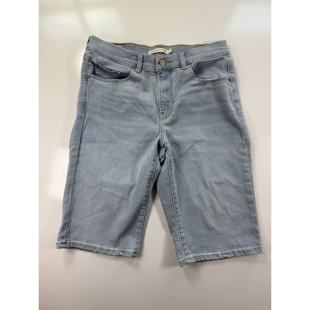 Levi's Classic Bermuda Shorts Women's 27‎ blue Denim Light Wash stretch Casual